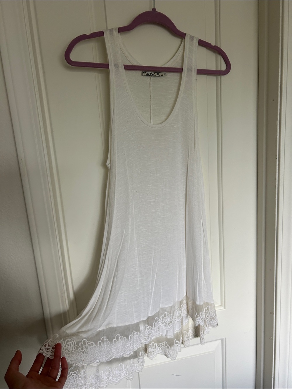 Chloe K Lace Hem Tank Trapeze Dress